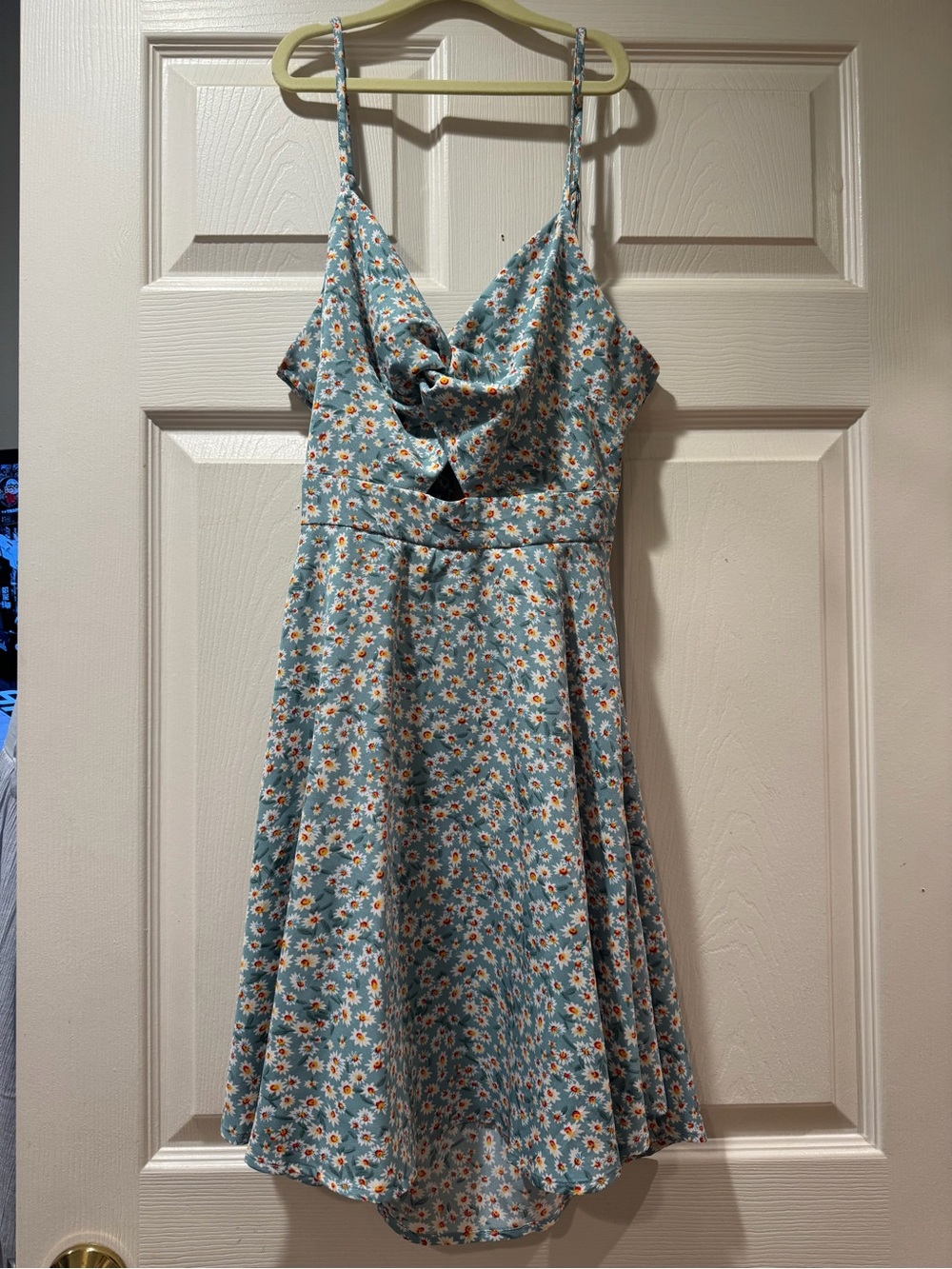 SHEIN Light Blue Floral Tie-Front Mini Dress